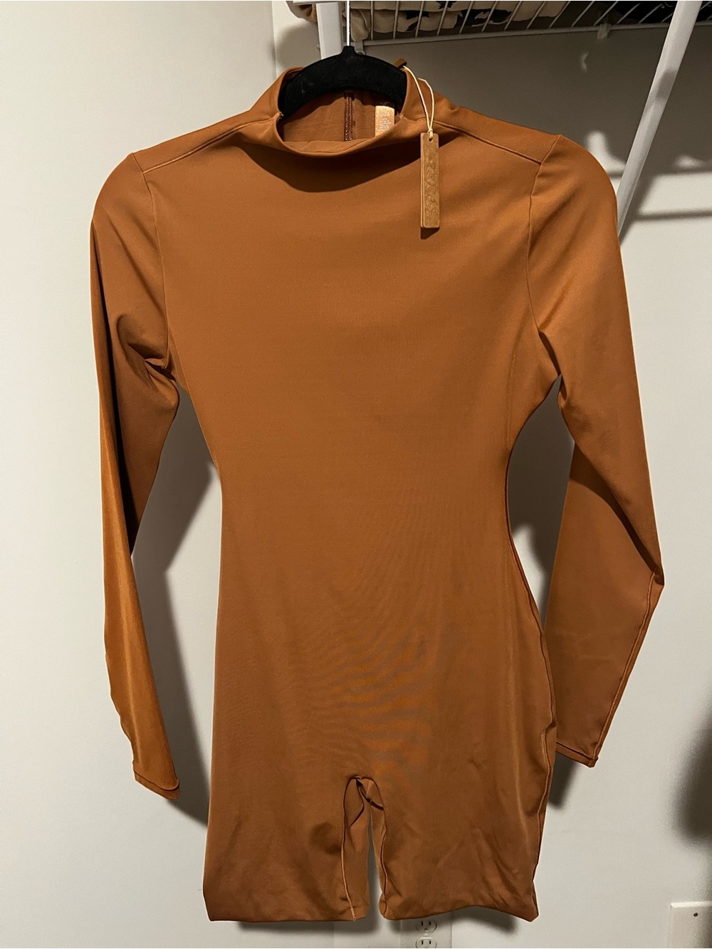 SKIMS Women’s Long Sleeve Mock Neck Jumpsuit - Rust